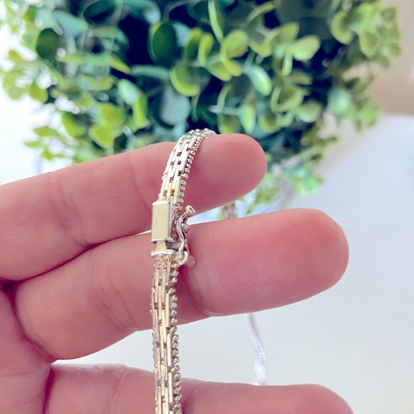 VINTAGE 80'S 925 STERLING SILVER 925 CHUNKY ITALY RICCO BLUE SAPPHIRE NECKLACE - Picture 7 of 10